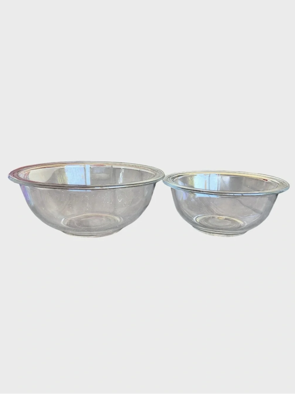 Vintage PYREX Clear Glass Nesting Mixing Bowls Set of 2 USA Ovenware
